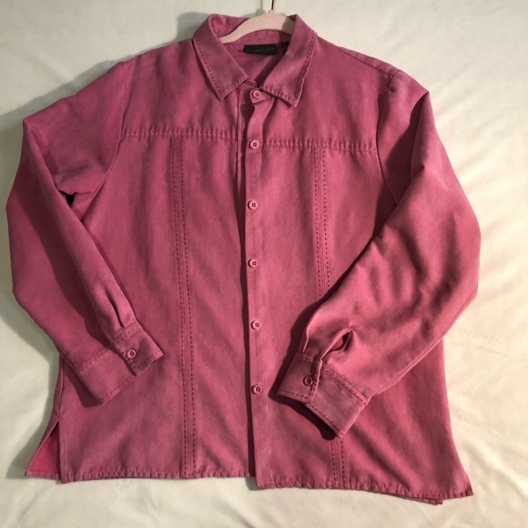 Women's Relativity Pink Stripe Long Sleeve Button - Picture 5 of 12